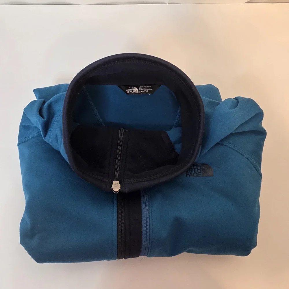 The North Face Jacket Mens 2XL Blue Black Full Zip Soft Shell Zip Pockets